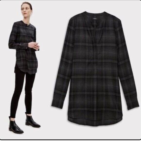 Theory Avalon Plaid Tunic Top – 100% Orvino Wool, Size P, Multi-Col - Picture 3 of 9